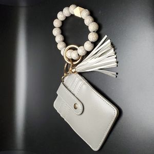 NEW!! Gray Leopard Beaded Stretch Bracelet & Key Ring Wallet
